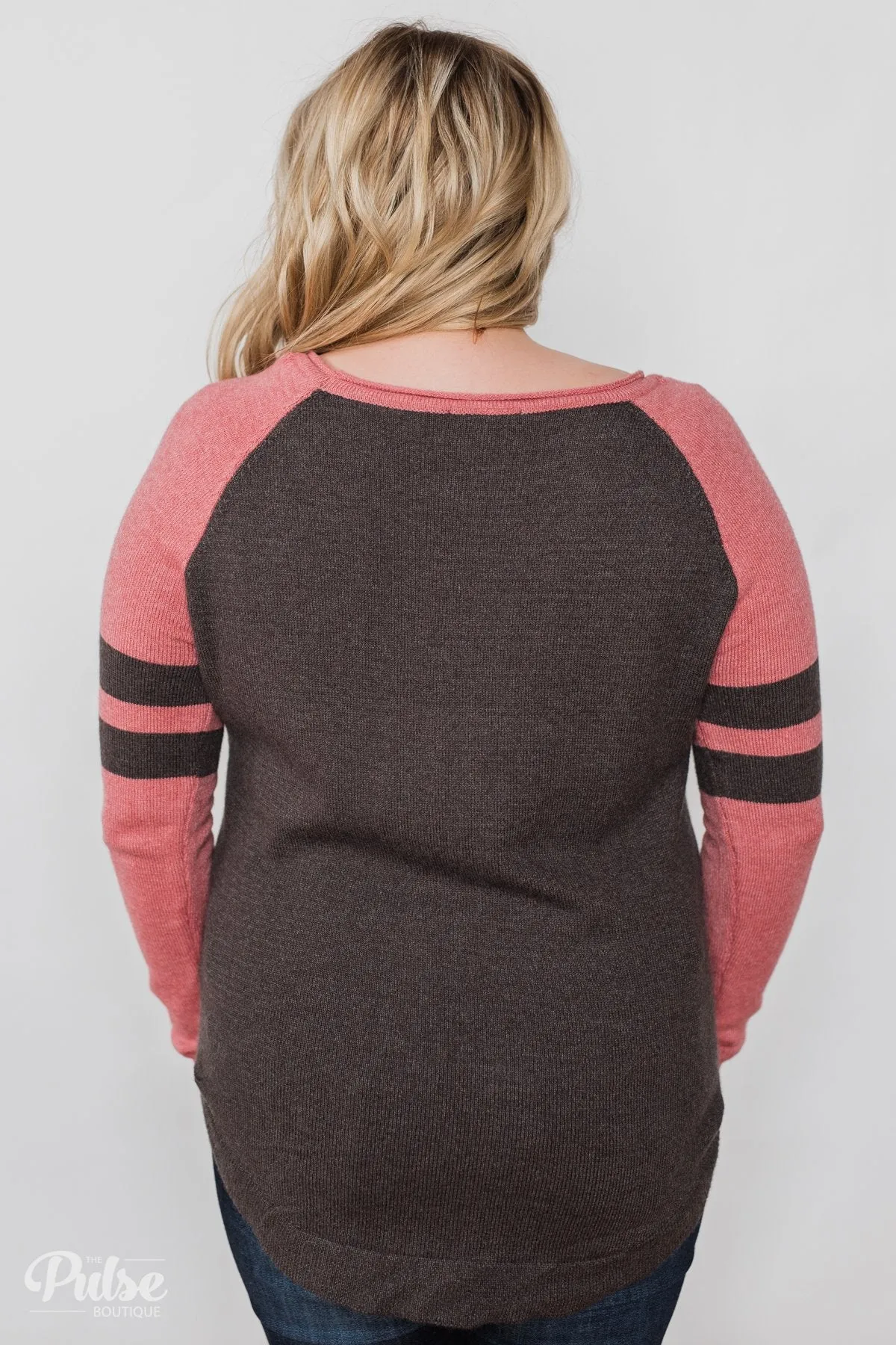 Comfy Color Block Pullover Sweater - Dusty Rose