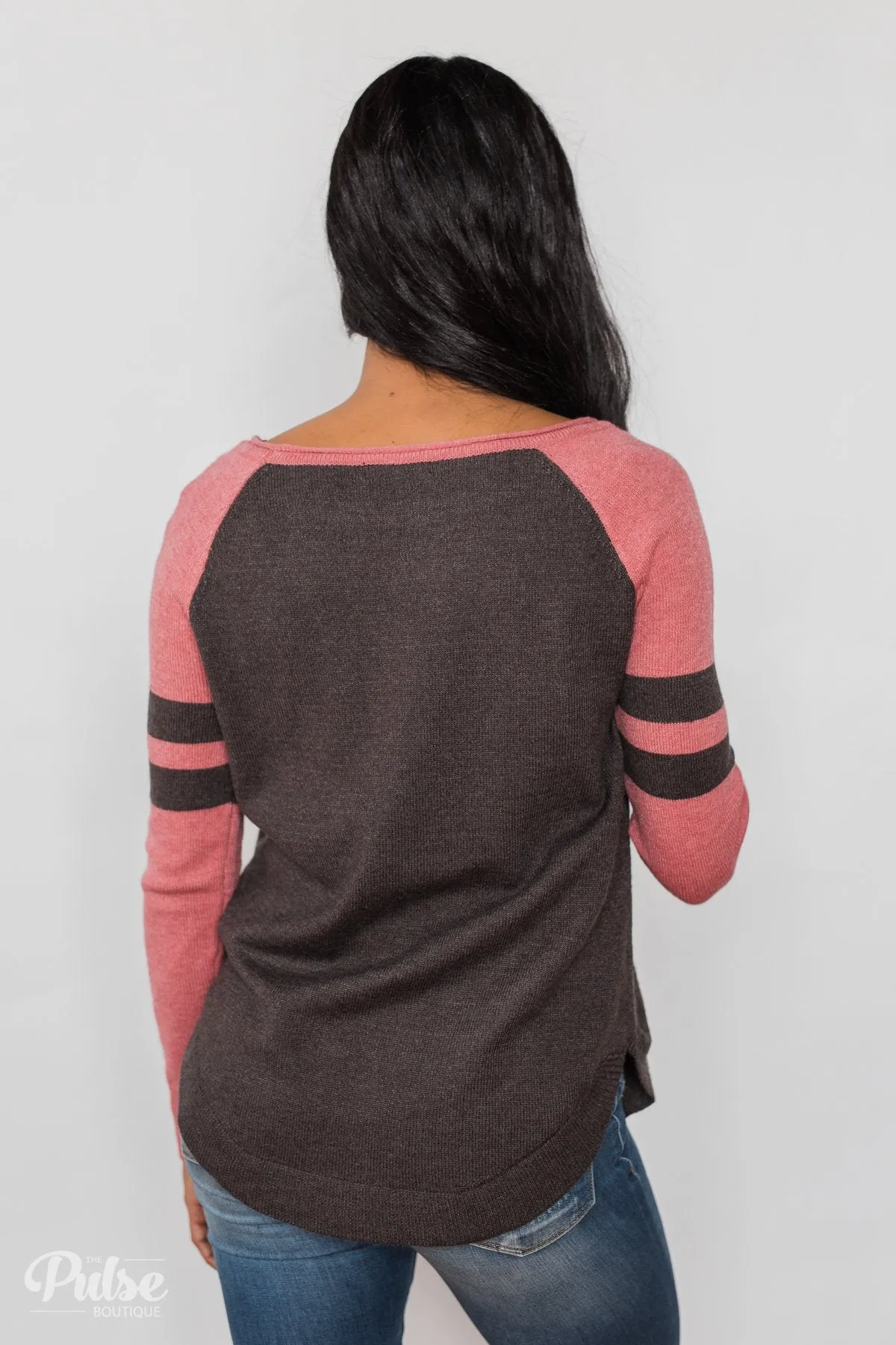 Comfy Color Block Pullover Sweater - Dusty Rose