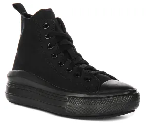 Converse All Star Move Hi A03668C In All Black For Junior