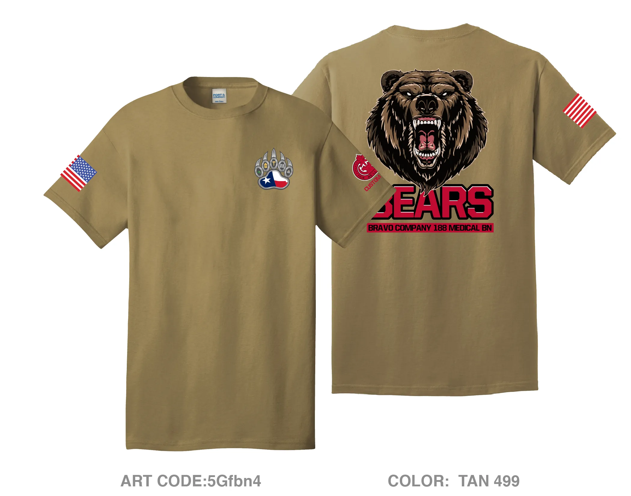 CUSTOM Bravo Company 188th MED BN Comfort Unisex Cotton SS Tee - 5Gfbn4