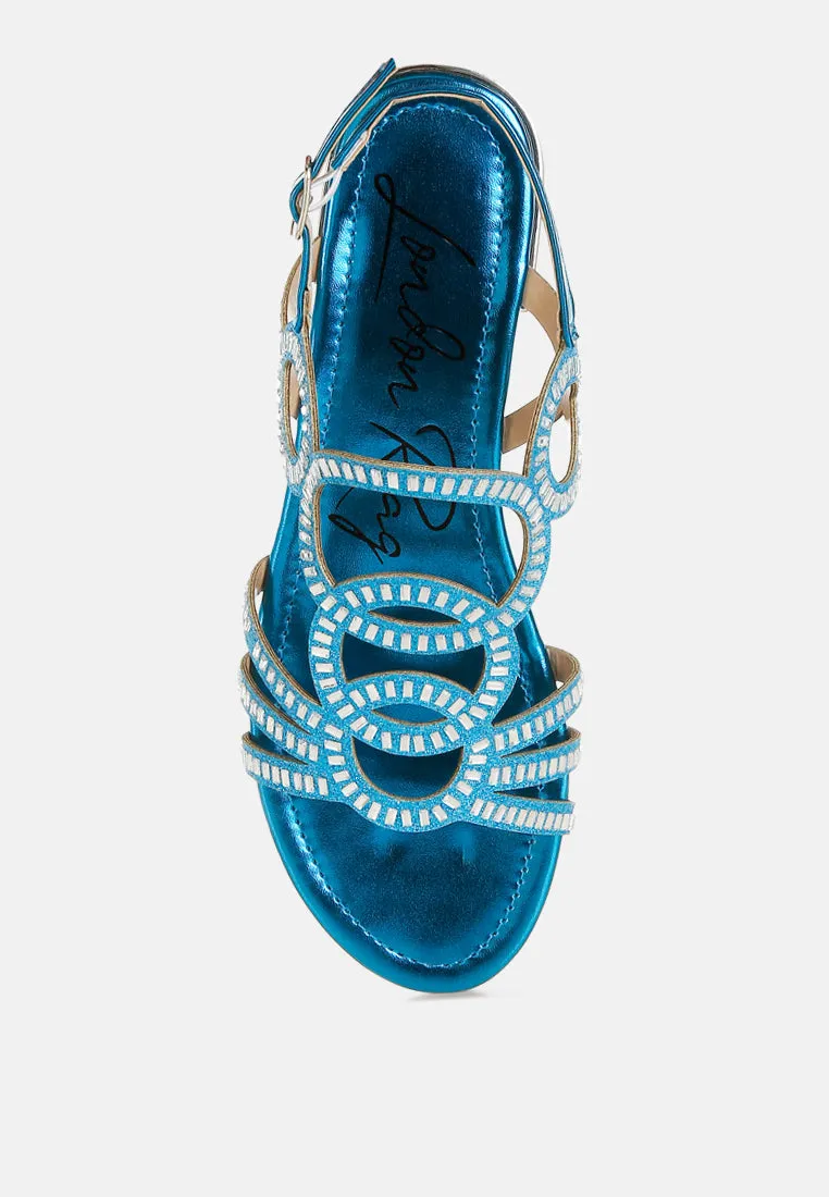 Cut Out Detail Rhinestone Flat Sandals By MODE