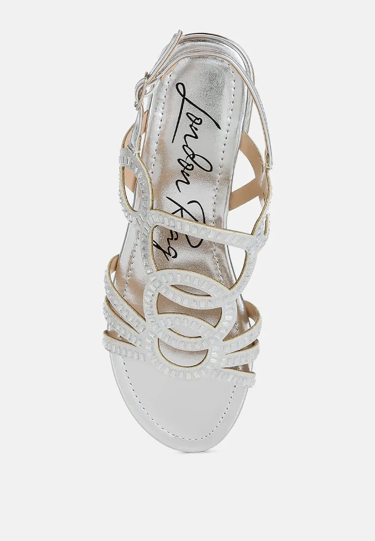 Cut Out Detail Rhinestone Flat Sandals By RAG