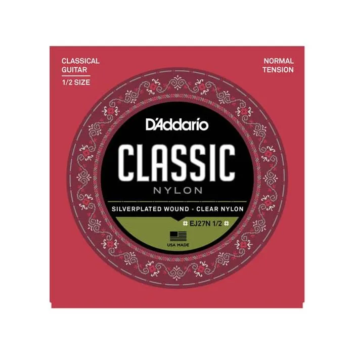 D'ADDARIO EJ27N 1/2 STUDENT NYLON FRACTIONAL CLASSICAL GUITAR STRINGS - NORMAL TENSION