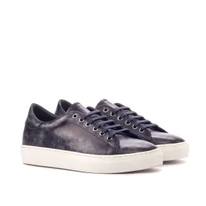 DapperFam Rivale in Grey Men's Hand-Painted Italian Leather Trainer