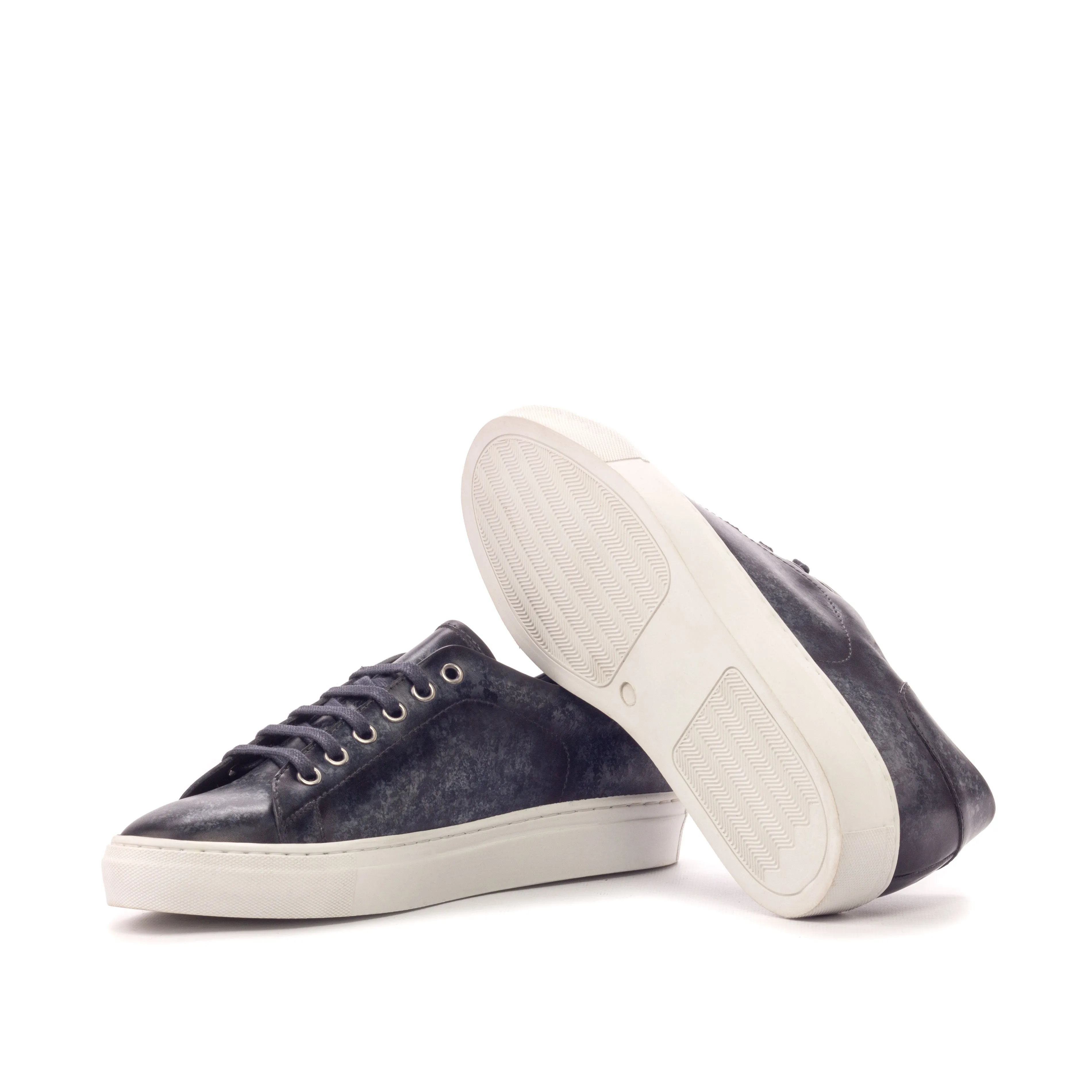 DapperFam Rivale in Grey Men's Hand-Painted Italian Leather Trainer