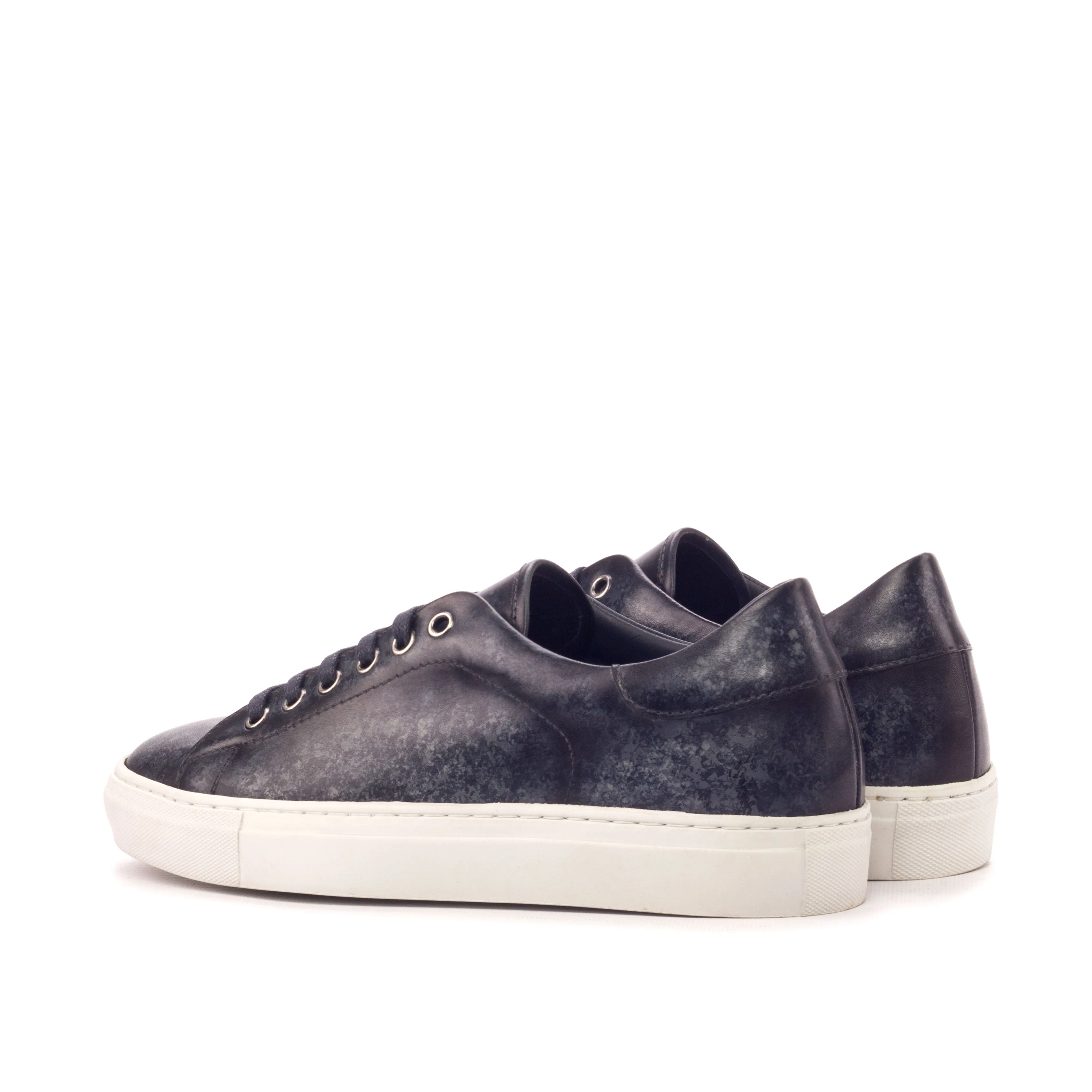DapperFam Rivale in Grey Men's Hand-Painted Italian Leather Trainer