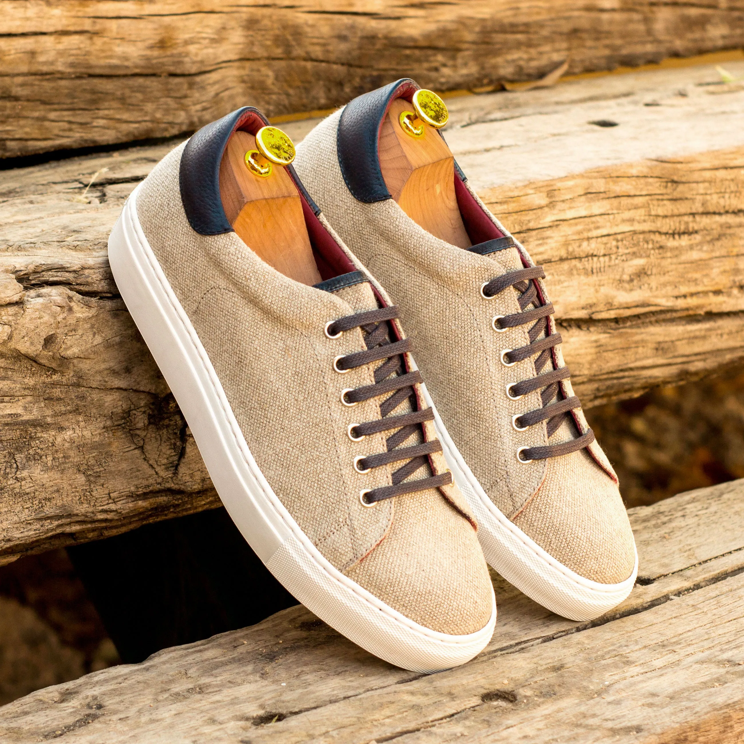 DapperFam Rivale in Ice Men's Linen Trainer