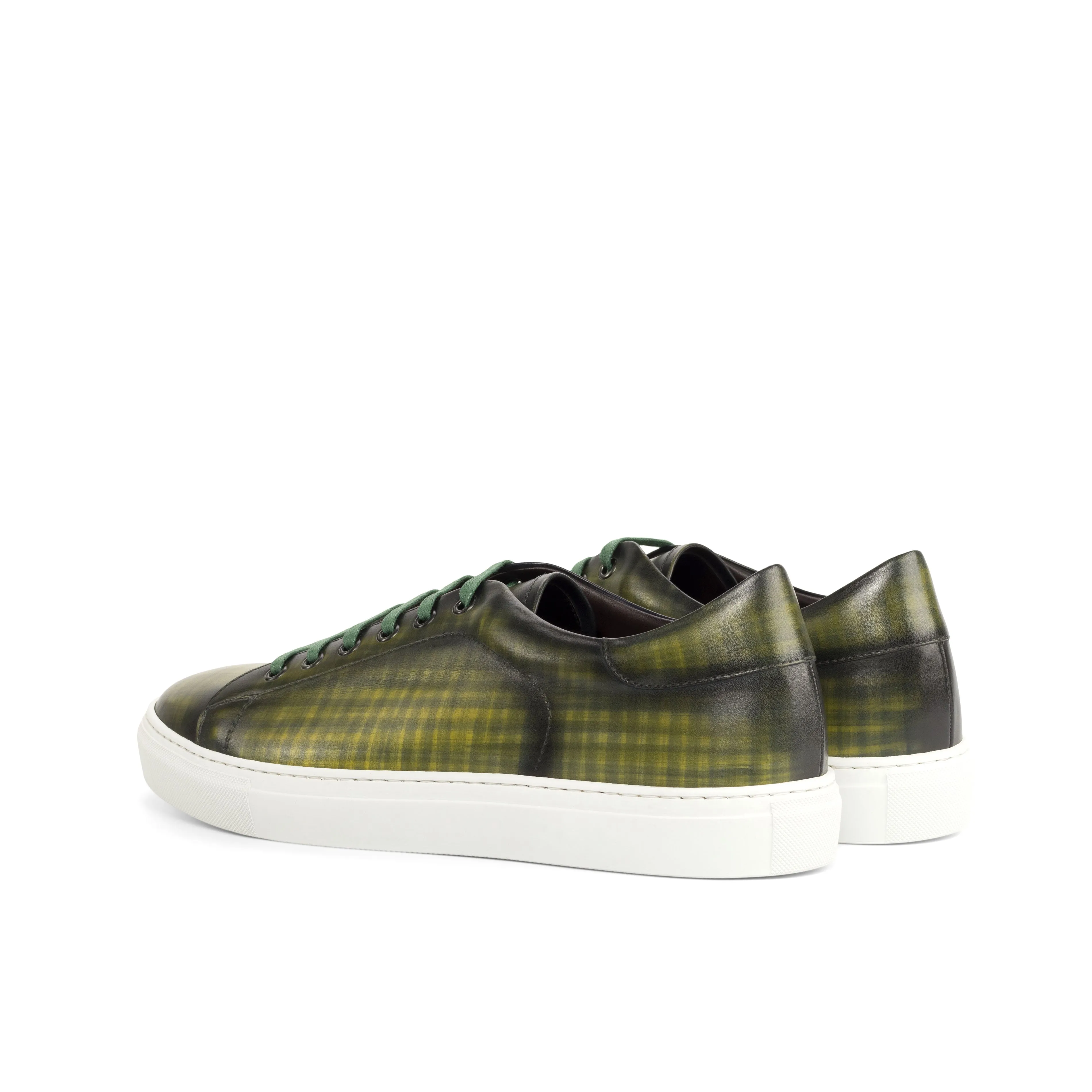 DapperFam Rivale in Olive Men's Hand-Painted Italian Leather Trainer