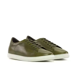 DapperFam Rivale in Olive Men's Italain Leather Trainer