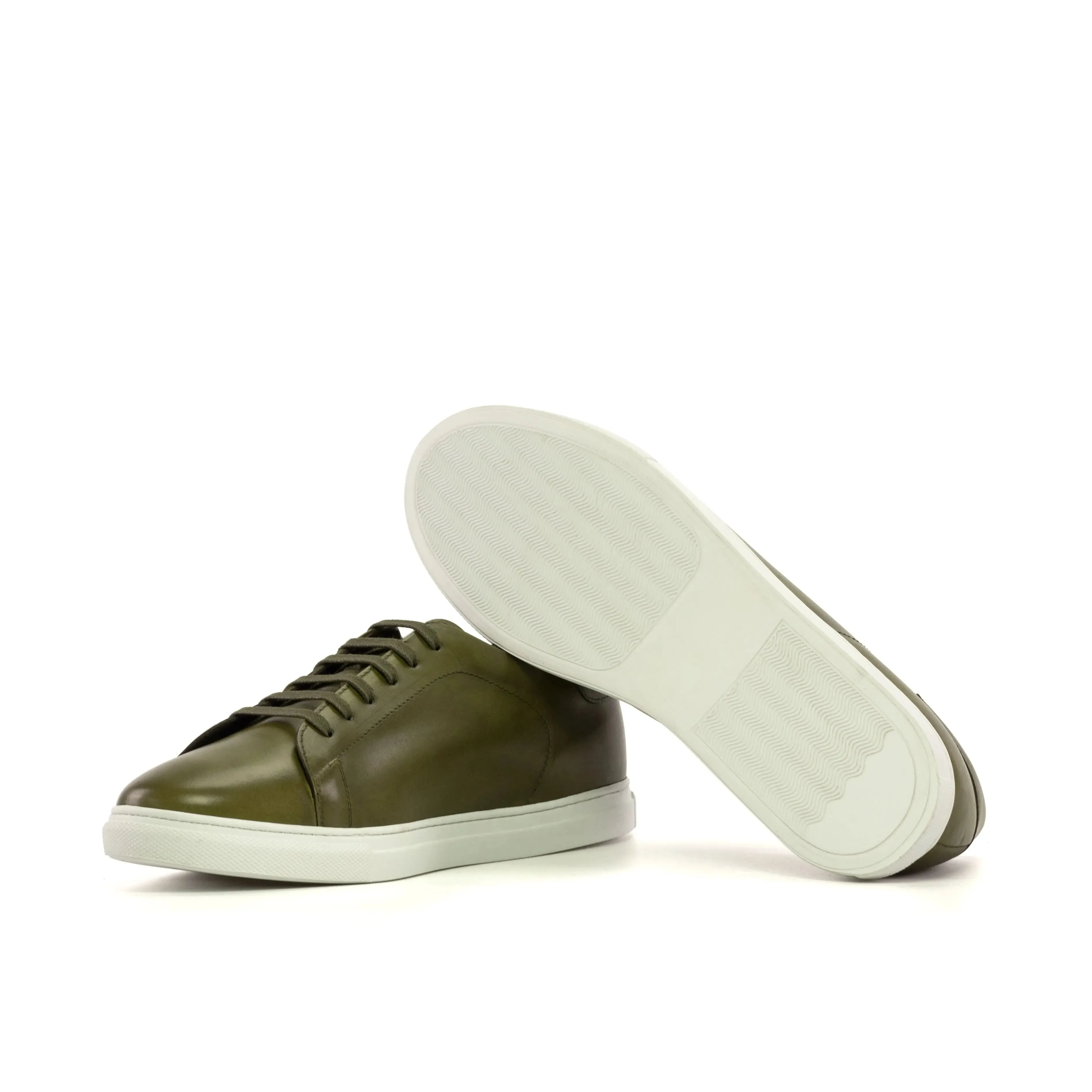 DapperFam Rivale in Olive Men's Italain Leather Trainer