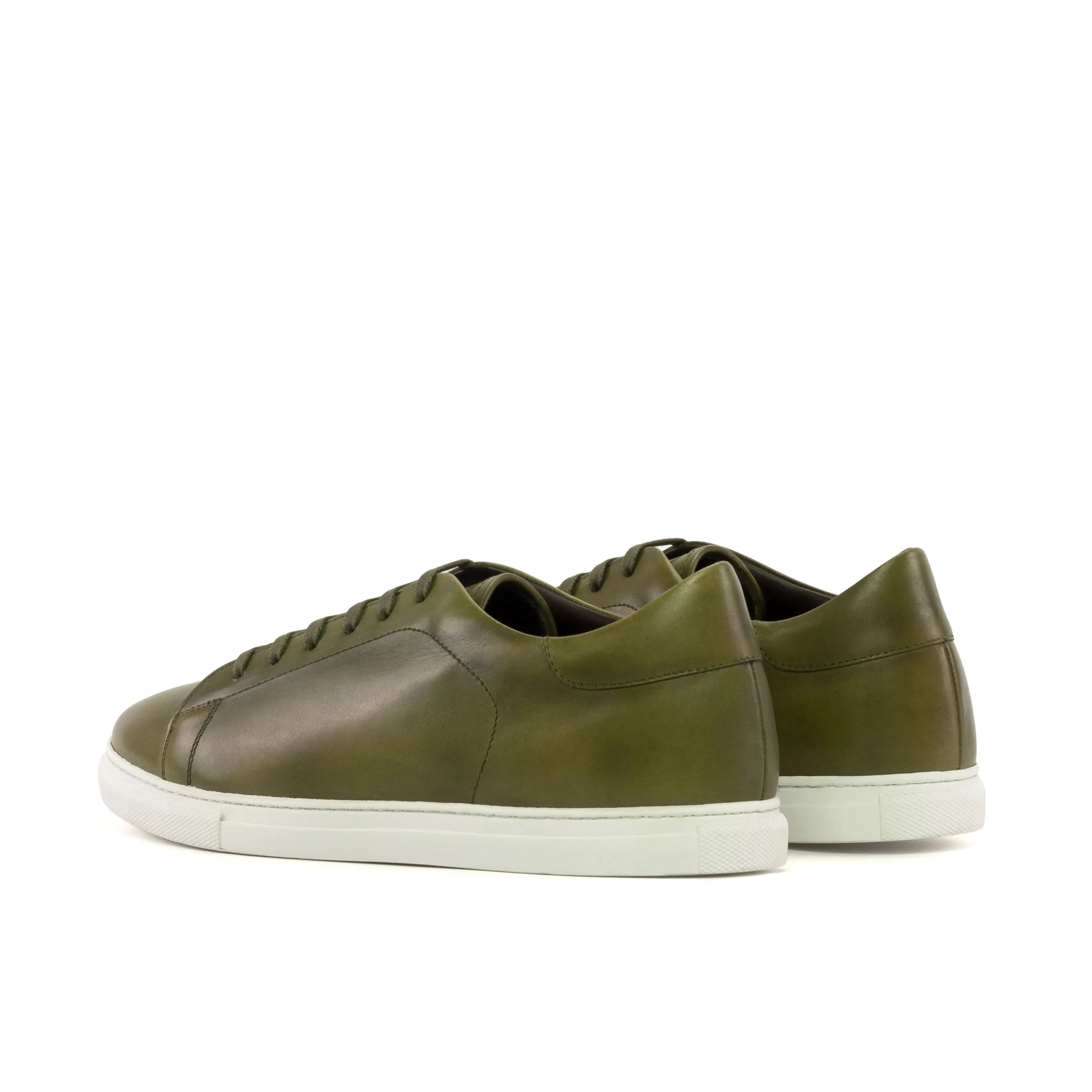 DapperFam Rivale in Olive Men's Italain Leather Trainer