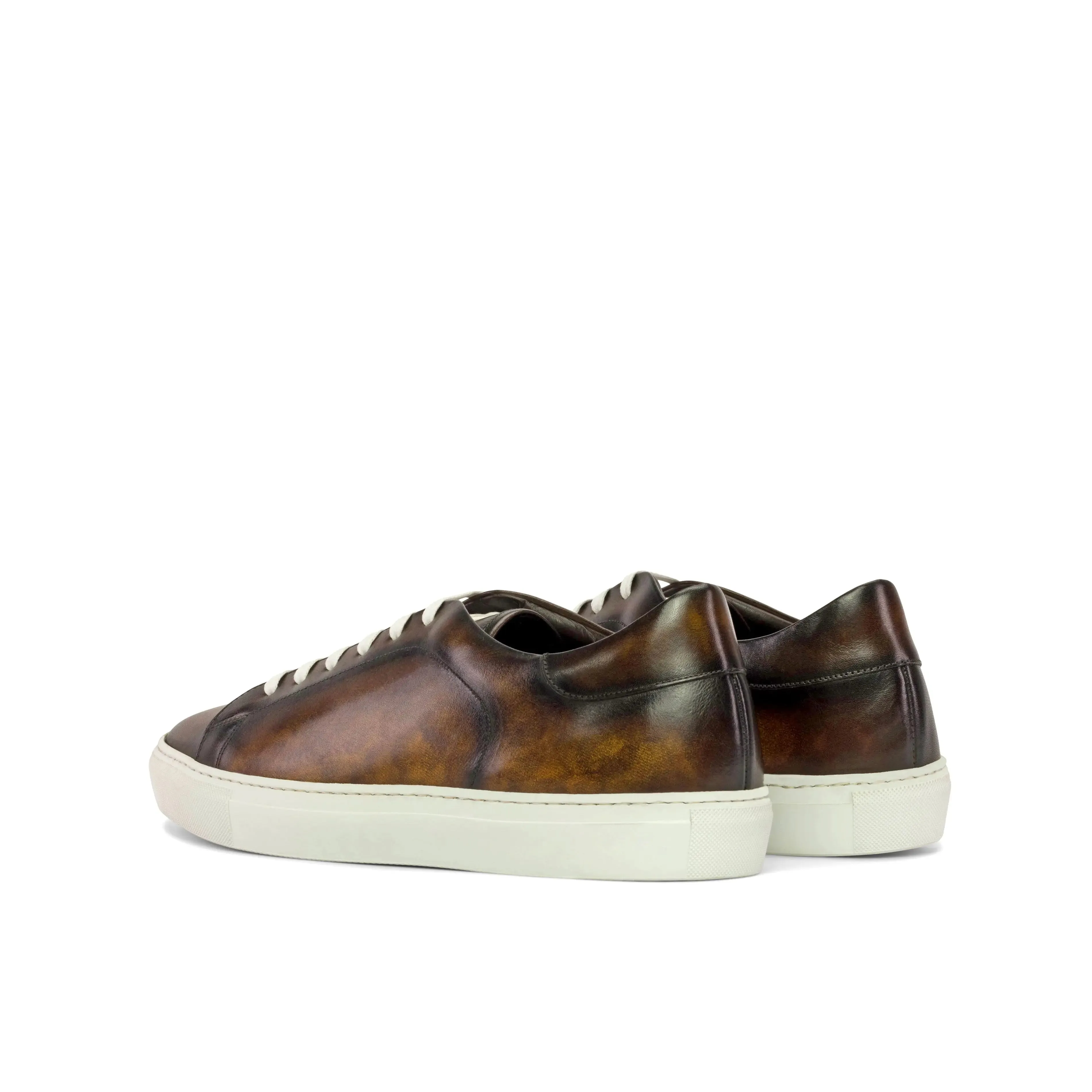 DapperFam Rivale in Tobacco Men's Hand-Painted Patina Trainer