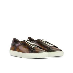 DapperFam Rivale in Tobacco Men's Hand-Painted Patina Trainer