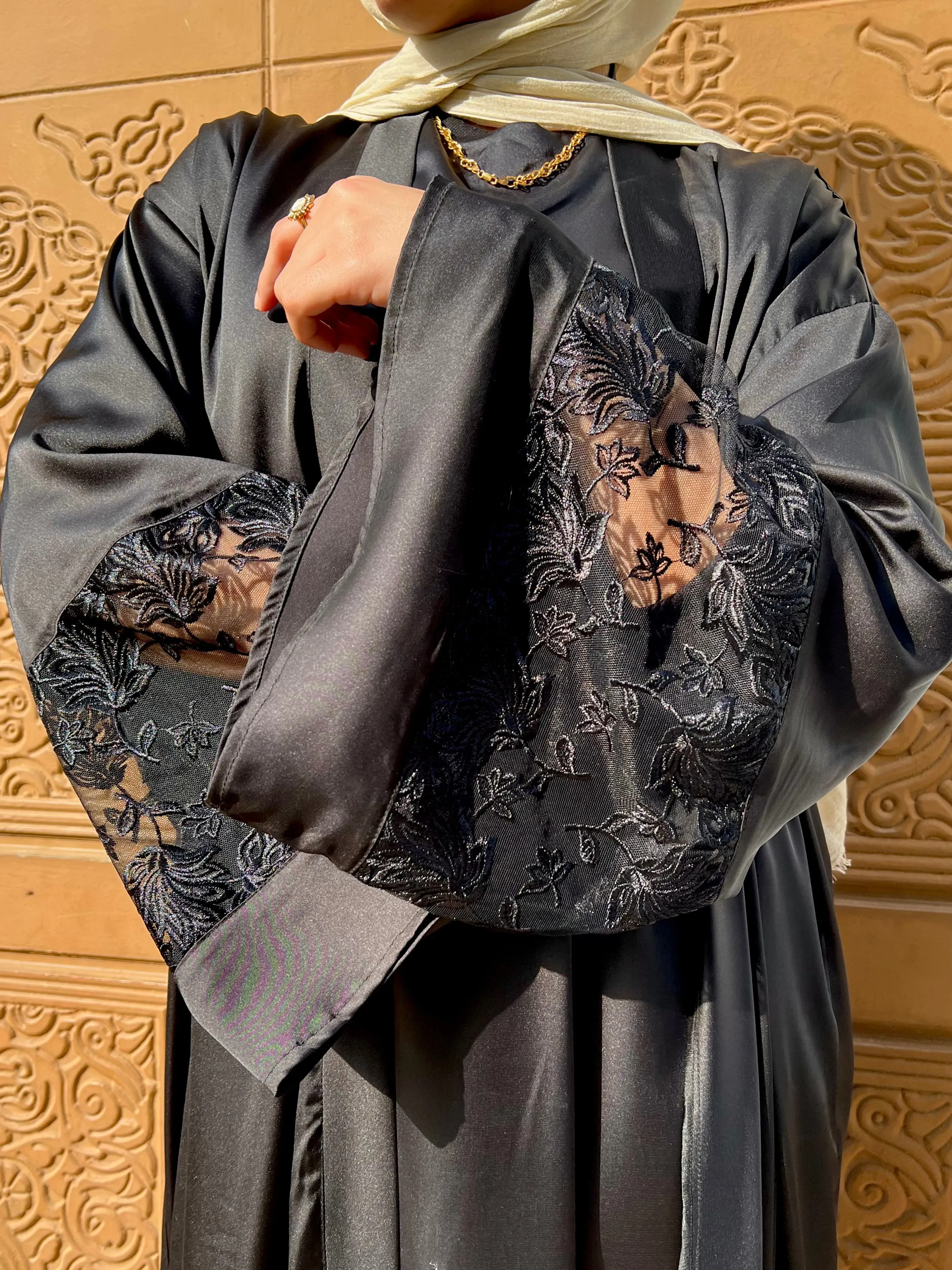 Elegant Black Abaya with Dress