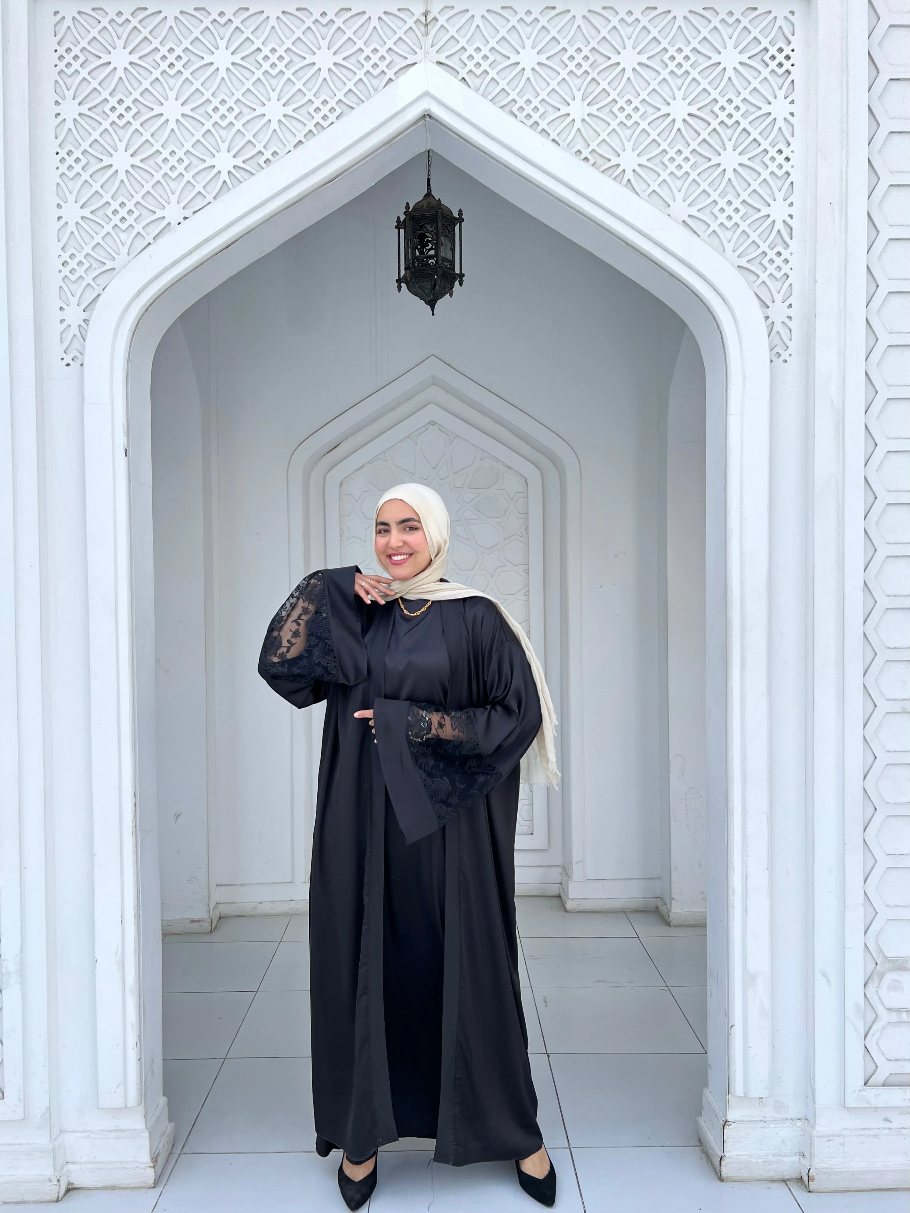 Elegant Black Abaya with Dress