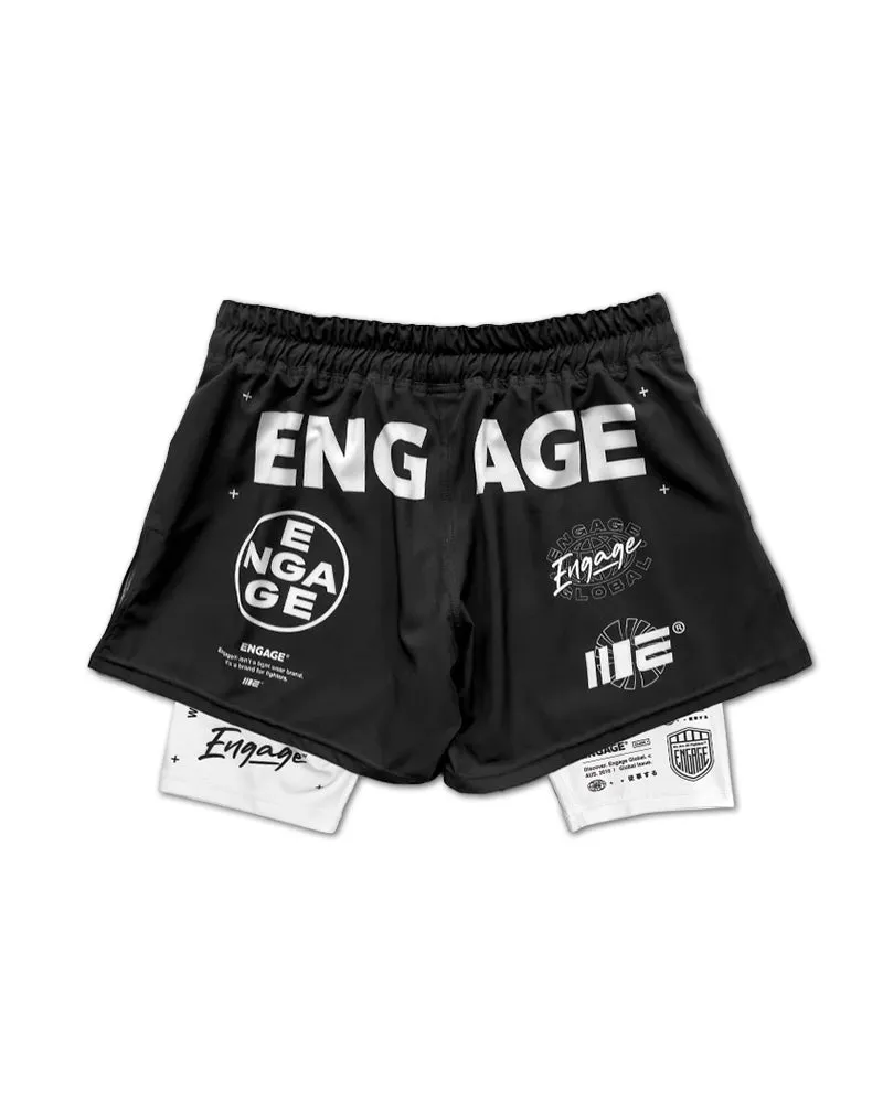 Engage Billboard 2-in-1 Fight Shorts - Black