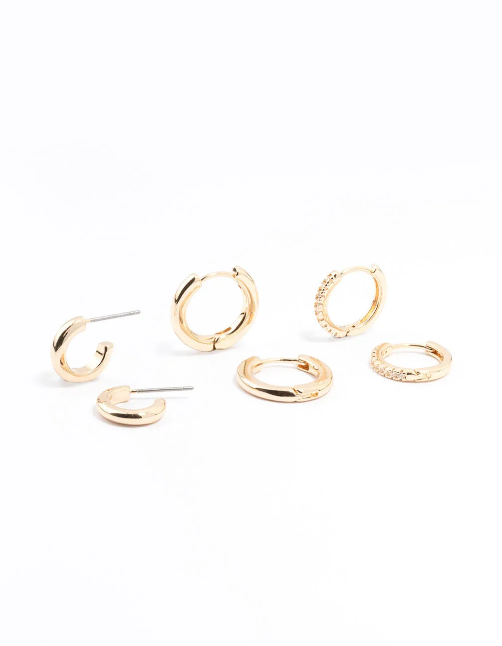Gold Minimal Huggie Hoop Earrings 3-Pack
