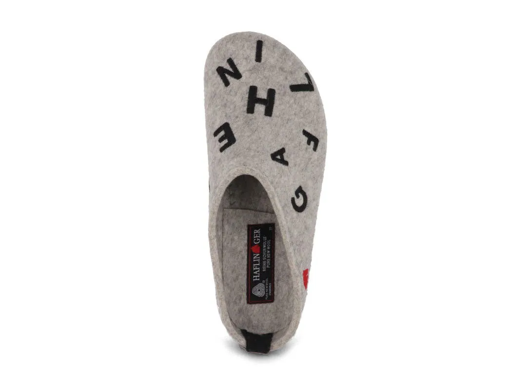 HAFLINGER Women Clogs Grizzly 'Letter', stone-gray