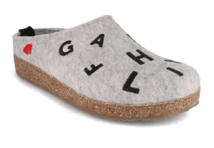 HAFLINGER Women Clogs Grizzly 'Letter', stone-gray