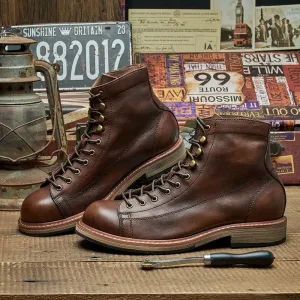 Handmade British Men's Motorcycle Leather Boots