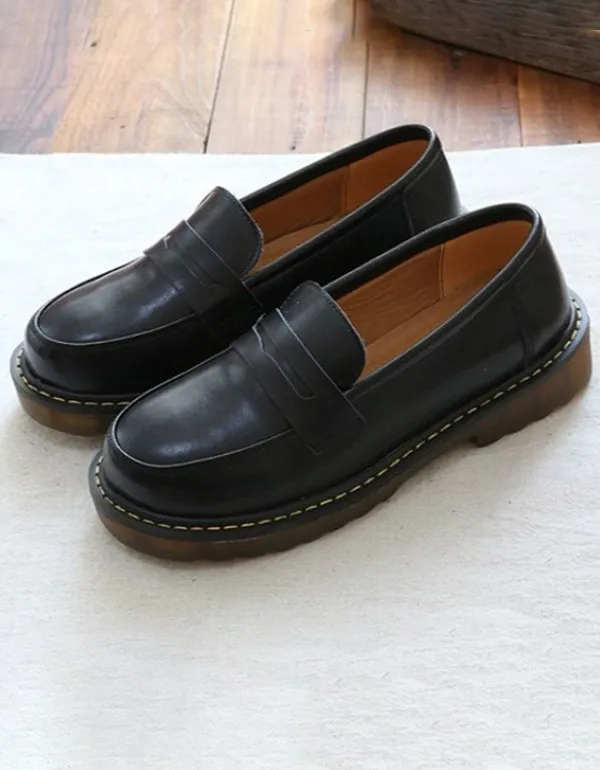 Handmade Round Head Mary Jane Shoes Loafers 35-41