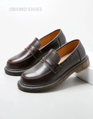 Handmade Round Head Mary Jane Shoes Loafers 35-41