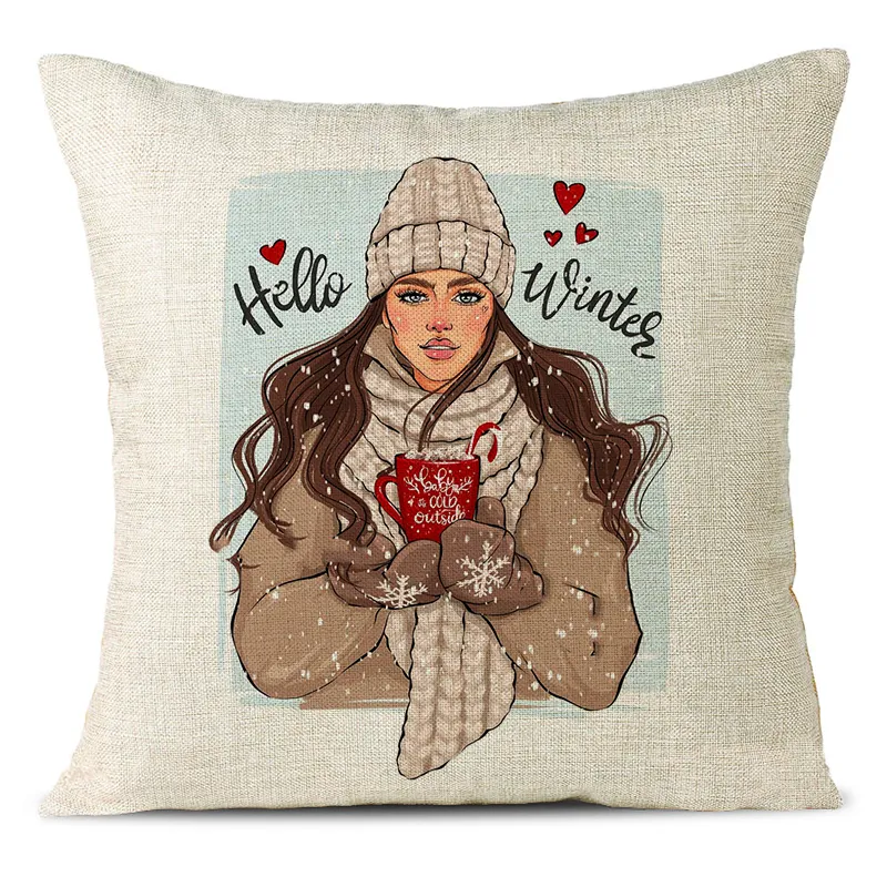 Hello Winter Linen Pillowcase