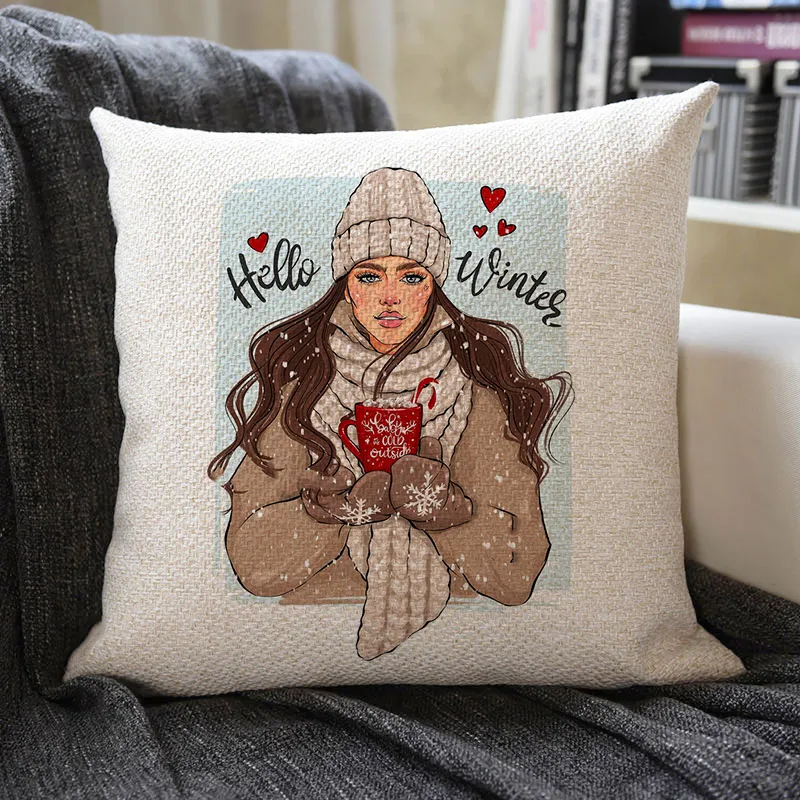 Hello Winter Linen Pillowcase