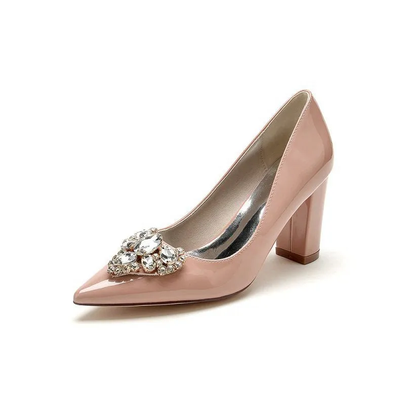 High Heels with Gemstone-Adorned Buckle