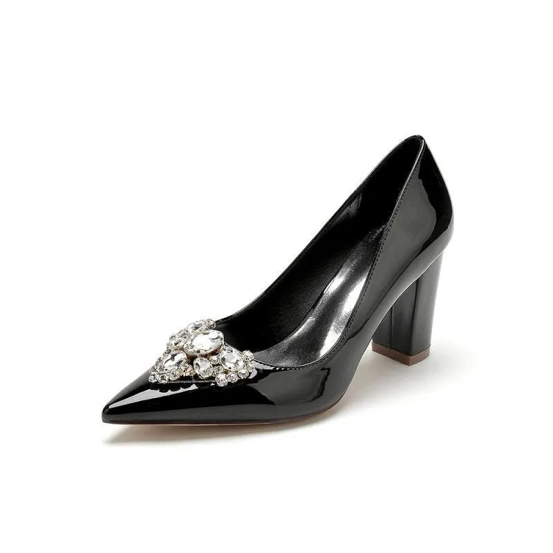 High Heels with Gemstone-Adorned Buckle