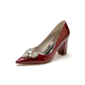 High Heels with Gemstone-Adorned Buckle