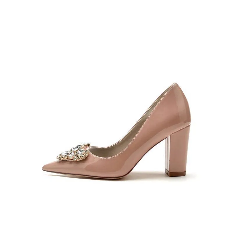 High Heels with Gemstone-Adorned Buckle