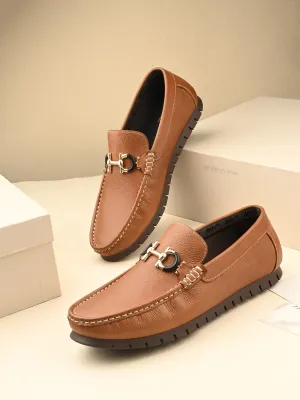 Hitz Men's Tan Leather Casual Loafers