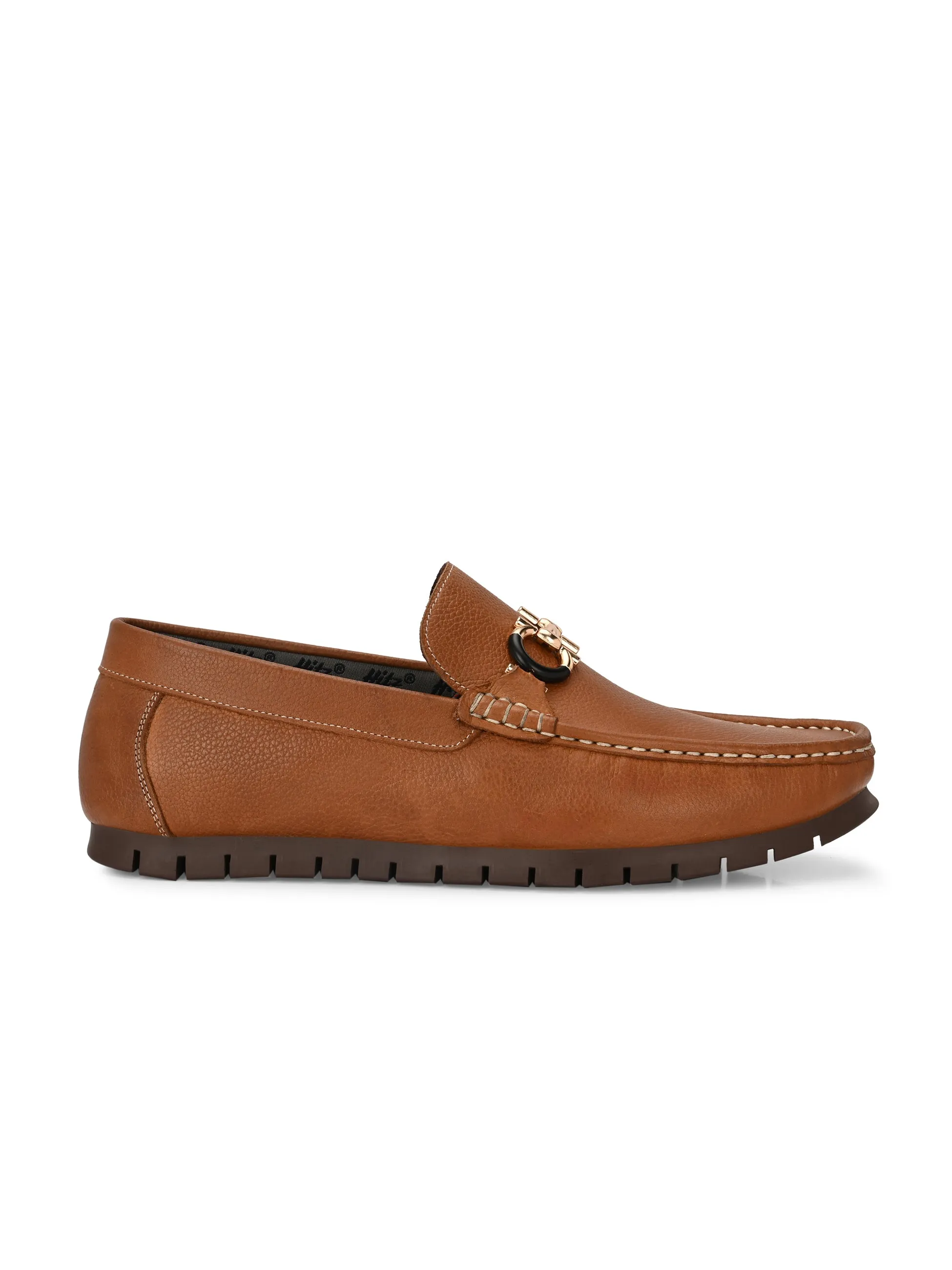 Hitz Men's Tan Leather Casual Loafers
