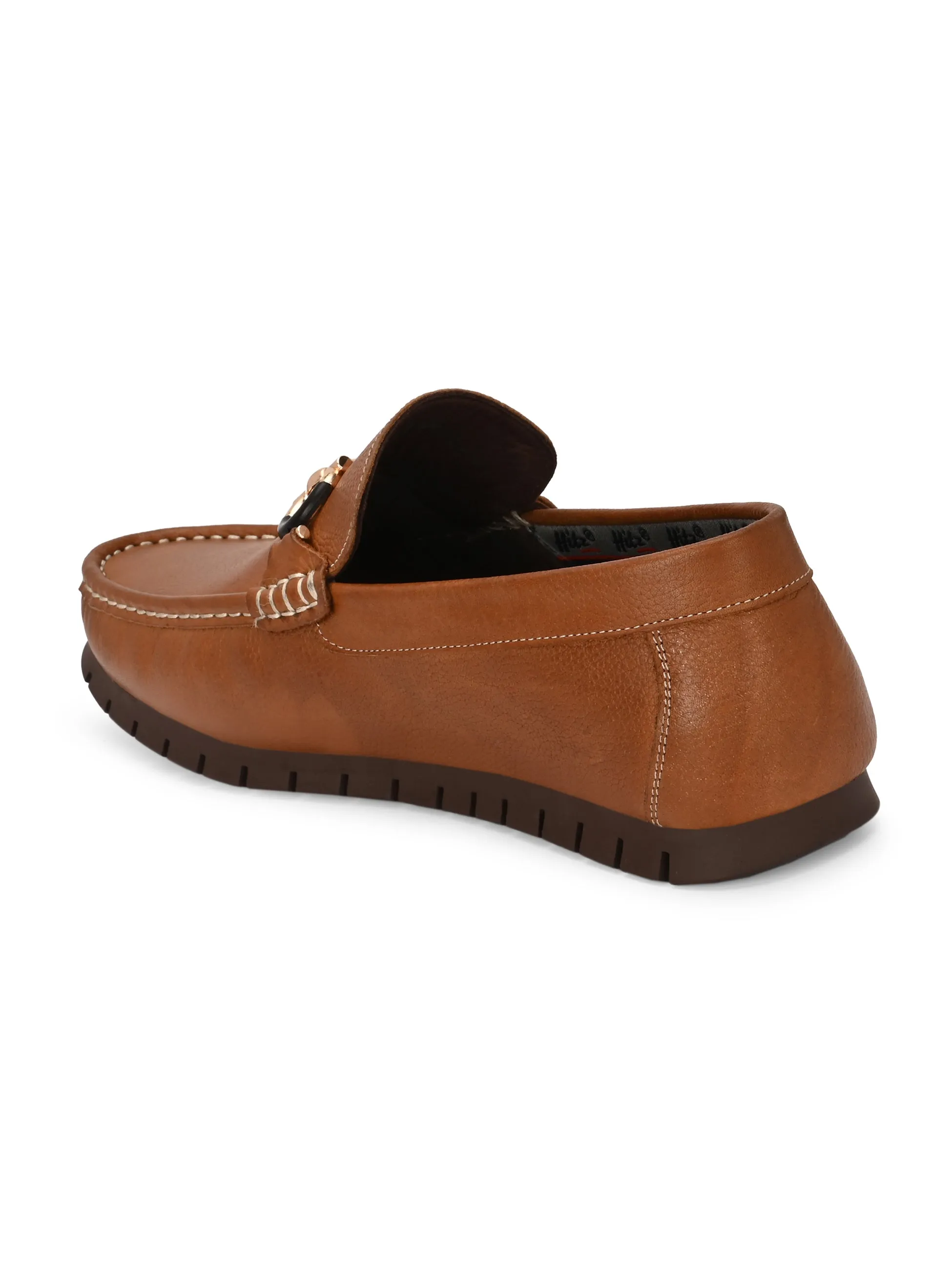 Hitz Men's Tan Leather Casual Loafers