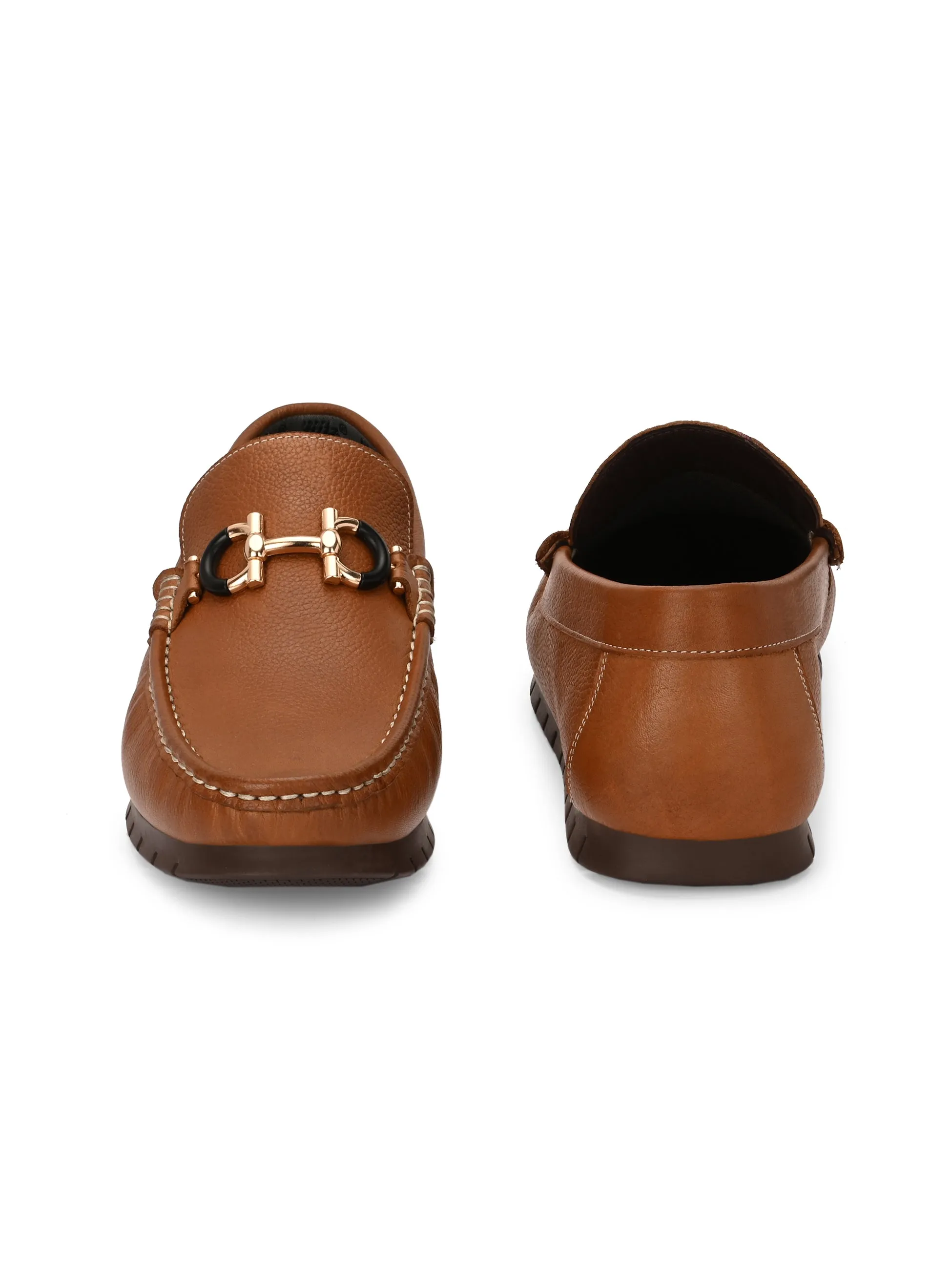 Hitz Men's Tan Leather Casual Loafers