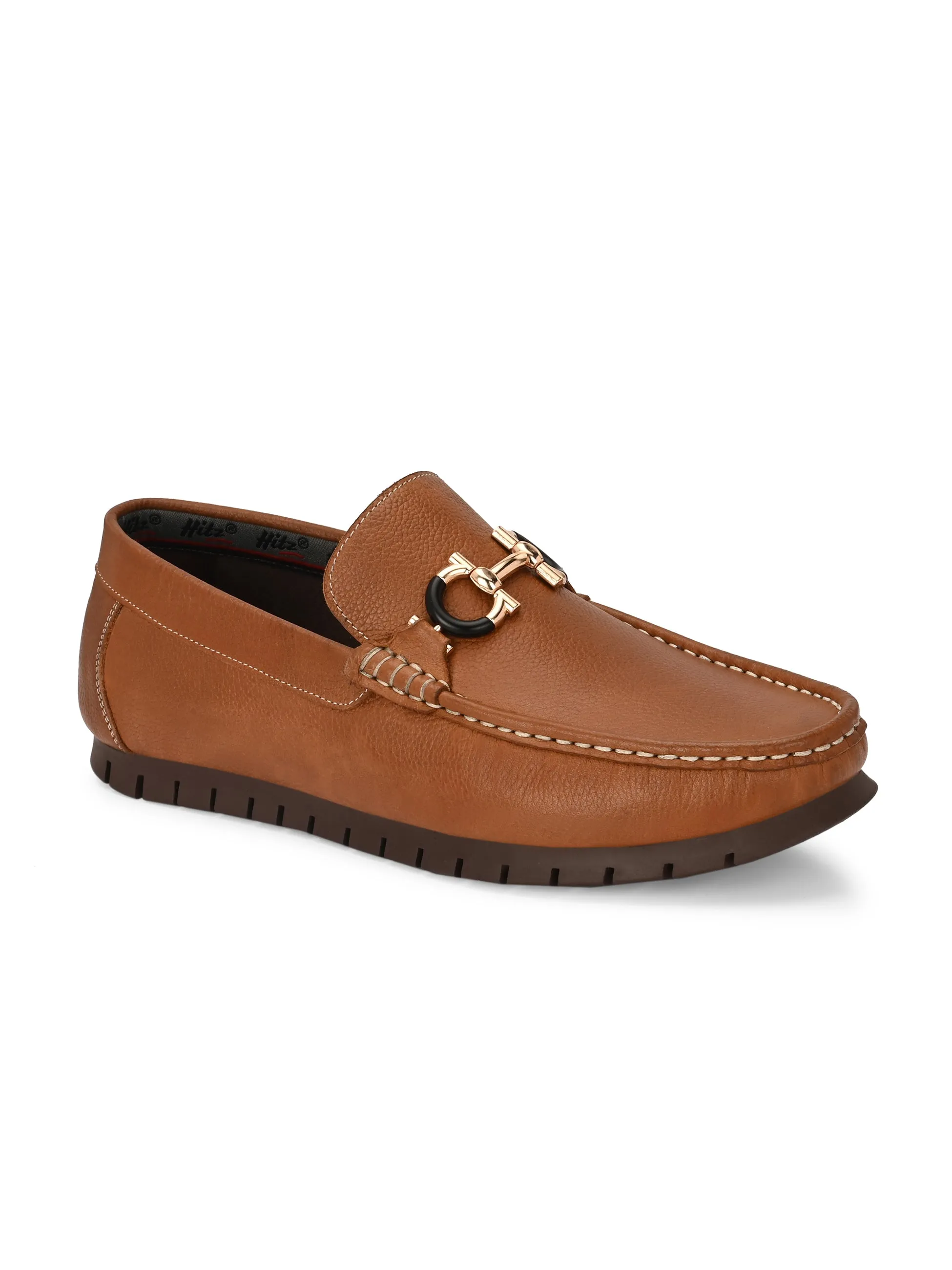 Hitz Men's Tan Leather Casual Loafers