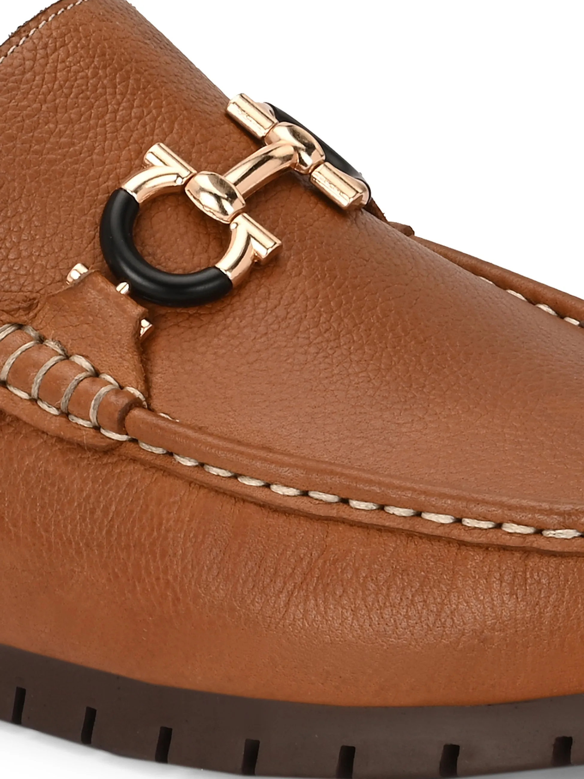 Hitz Men's Tan Leather Casual Loafers