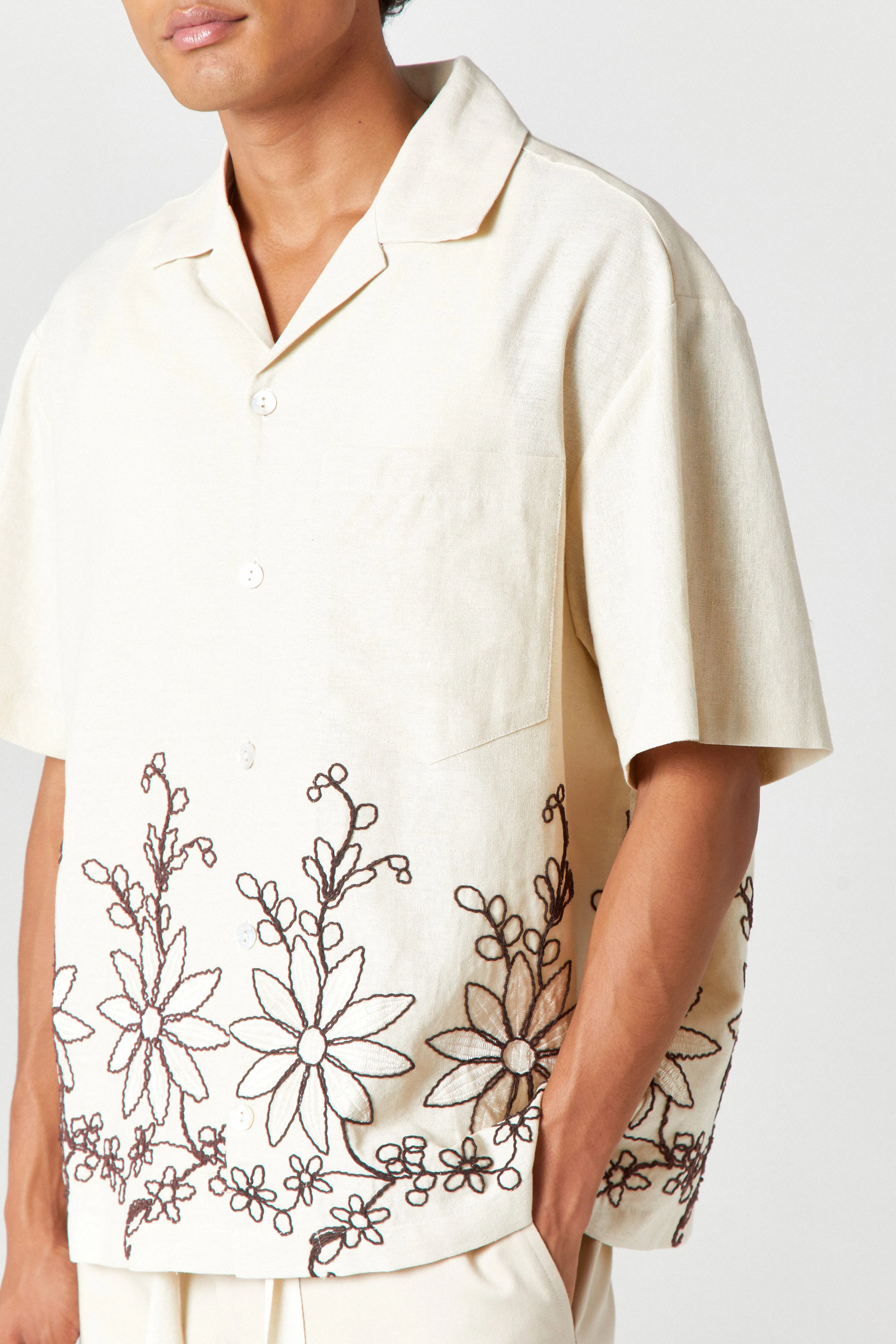 Homme Embroidered Linen Shirt