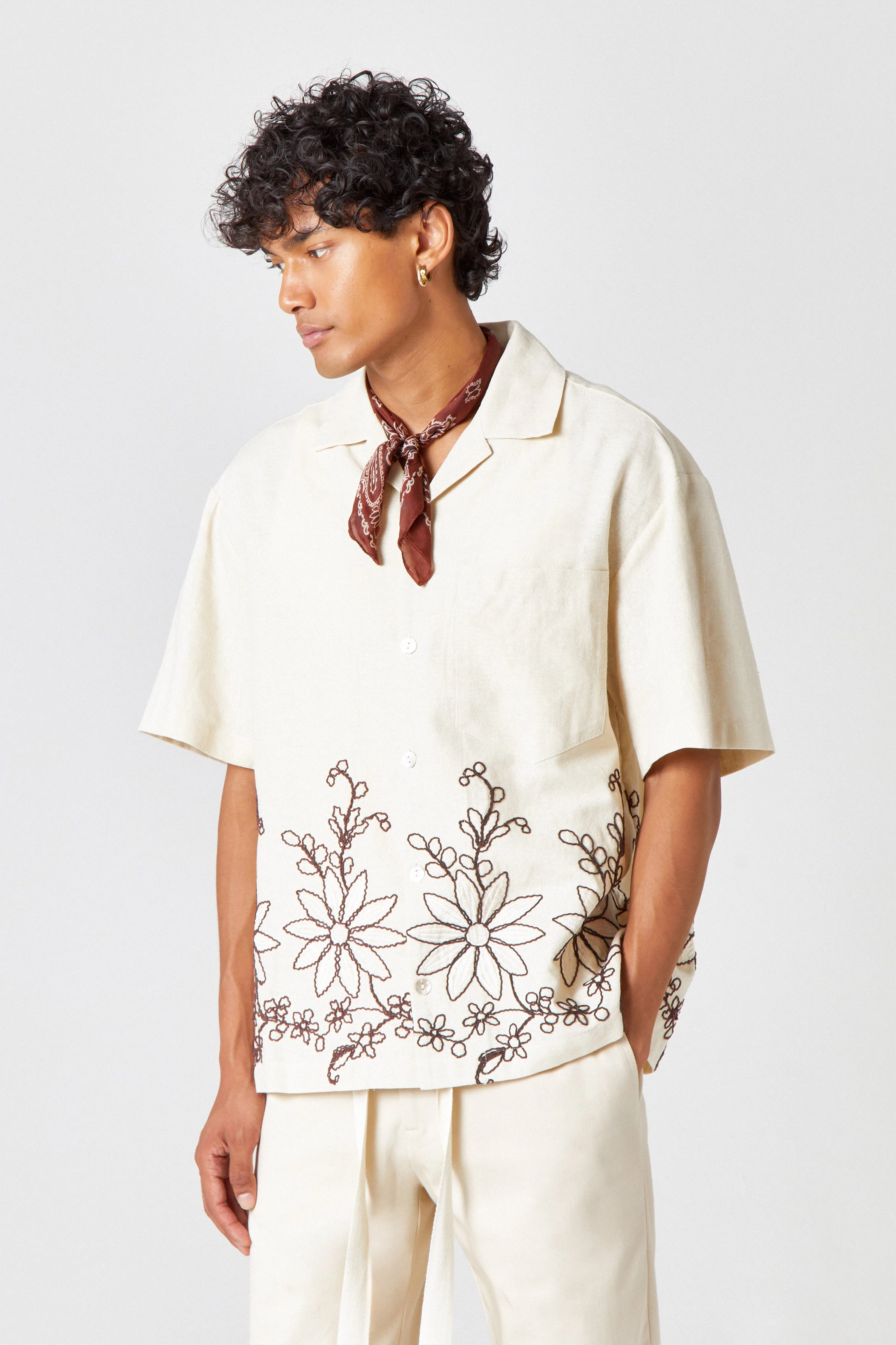 Homme Embroidered Linen Shirt
