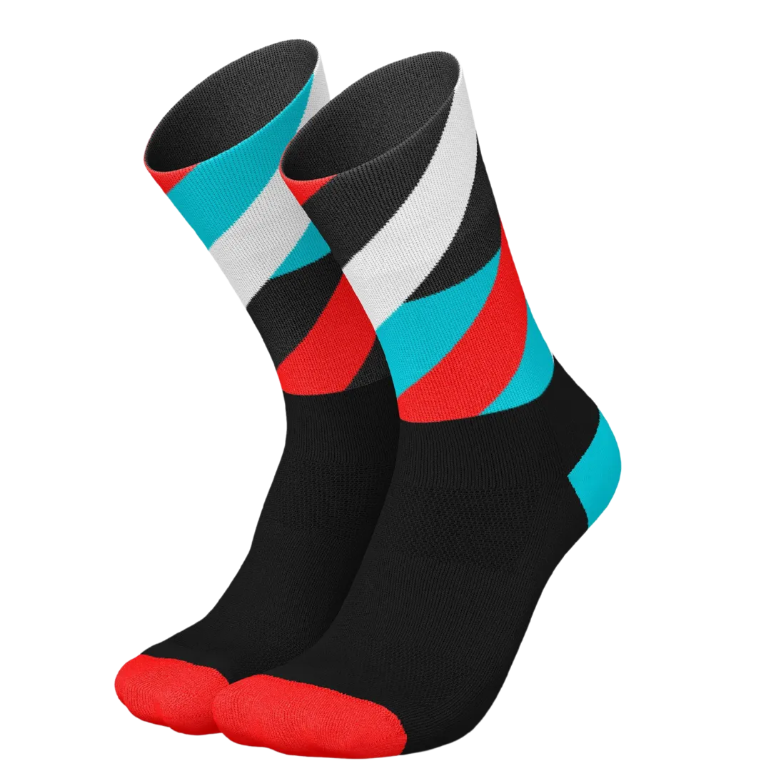 Incylence - Running Loops Long Sock - Black Cyan Inferno