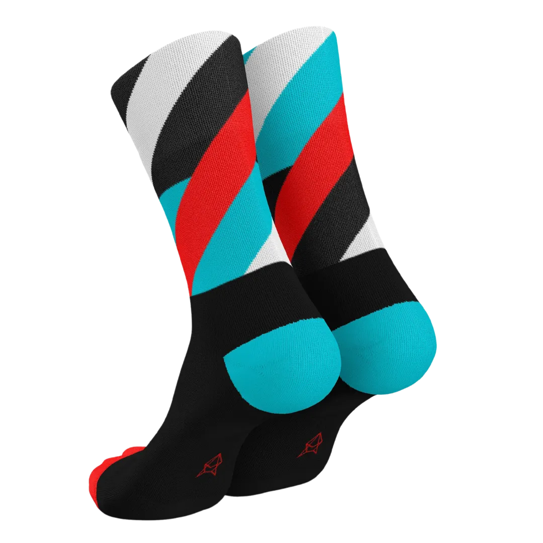 Incylence - Running Loops Long Sock - Black Cyan Inferno