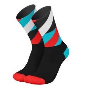 Incylence - Running Loops Long Sock - Black Cyan Inferno