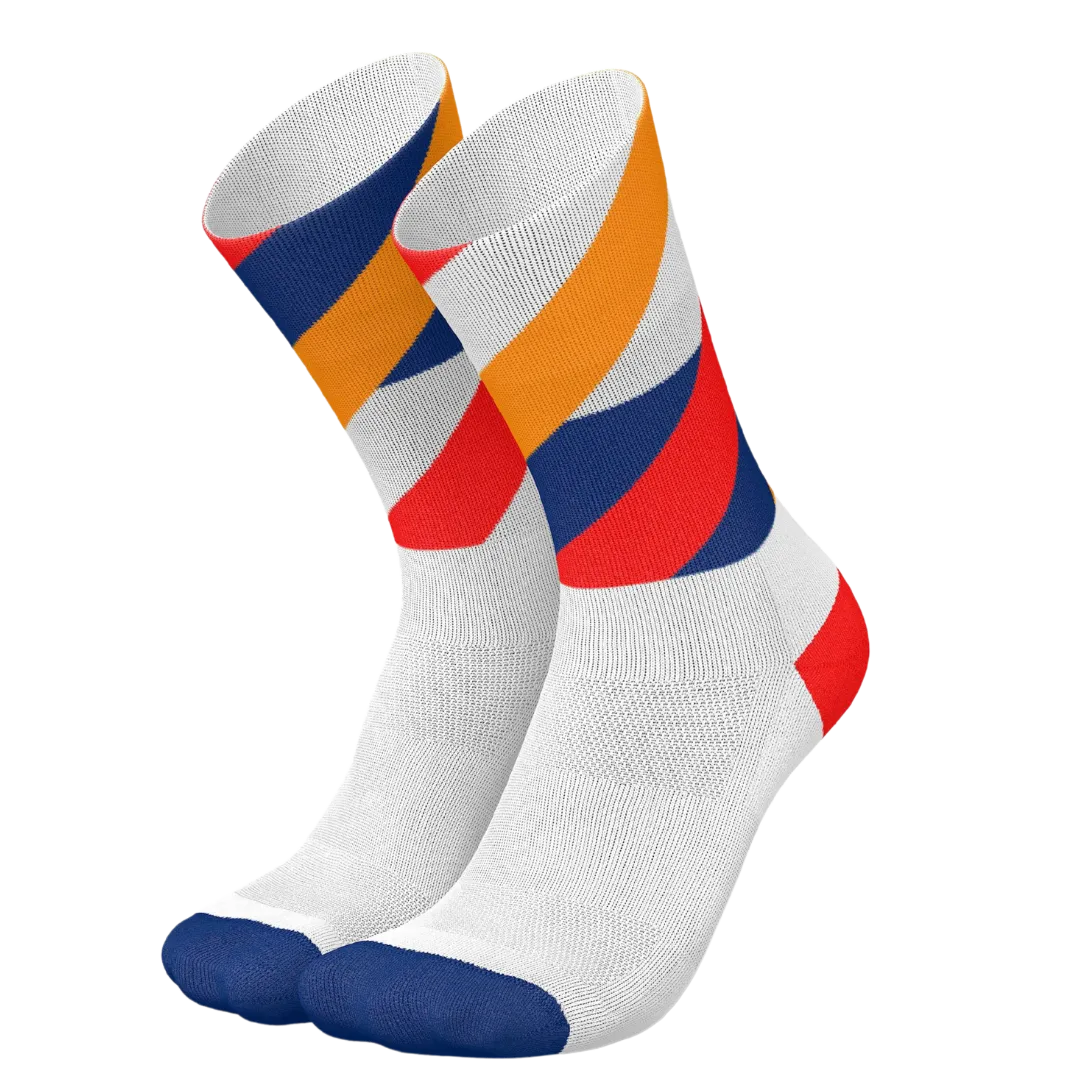 Incylence - Running Loops Long Sock - White Orange Inferno