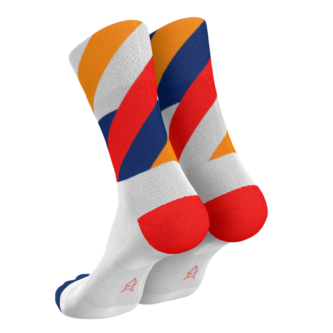 Incylence - Running Loops Long Sock - White Orange Inferno