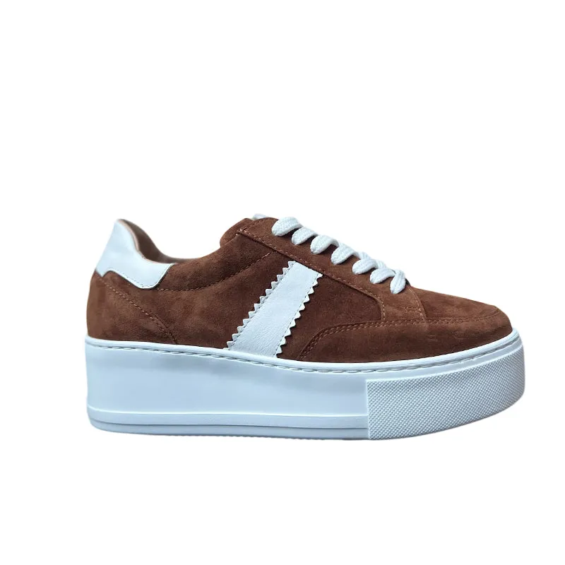 Jane Galland Trainers Emmanuelle Brown Suede Laces Platform
