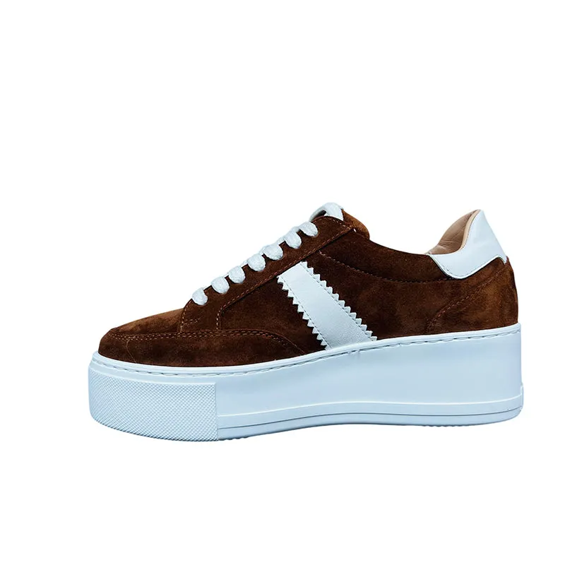 Jane Galland Trainers Emmanuelle Brown Suede Laces Platform