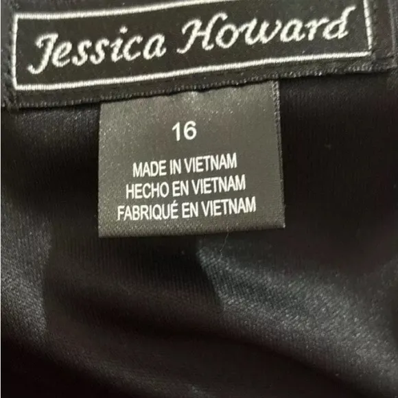 Jessica Howard Womens One Shoulder Rosette Evening Dress Sz 16 / Black