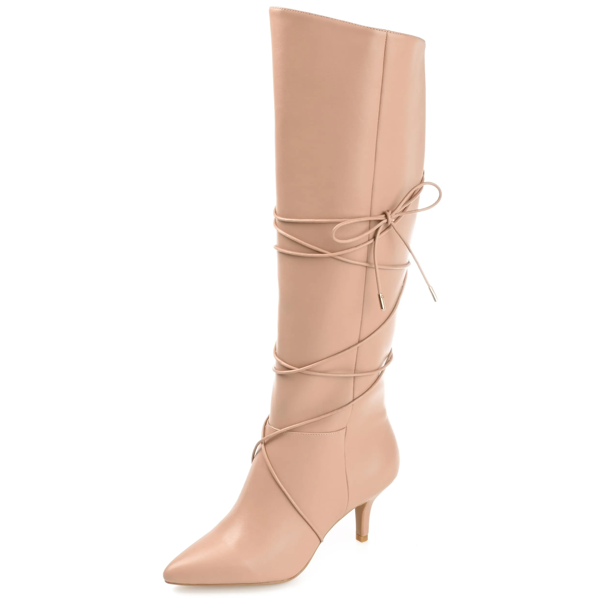 Journee Womens Kaavia Tru Comfort Foam Pointed Toe Knee High Boots Nude