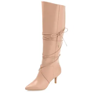 Journee Womens Kaavia Tru Comfort Foam Pointed Toe Knee High Boots Nude